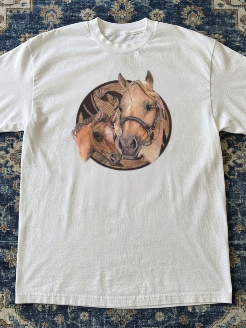 Gildan White Short Sleeve Tee with Horse Portrait Graphic
